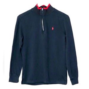 Ralph Lauren Polo Zip Men’s Golf Pullover Sweater Black Red Pony 14-16 Size L
